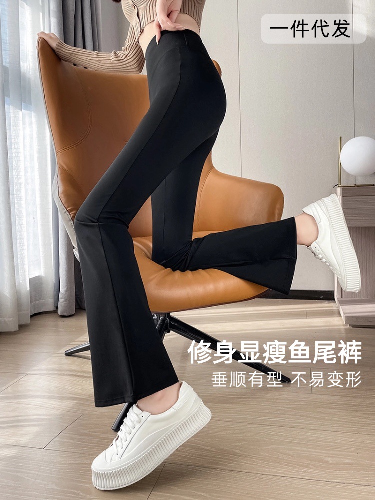 Zilu slim pants women's small spring thin high waist stretch slimming flared wide leg straight shark pants trousers