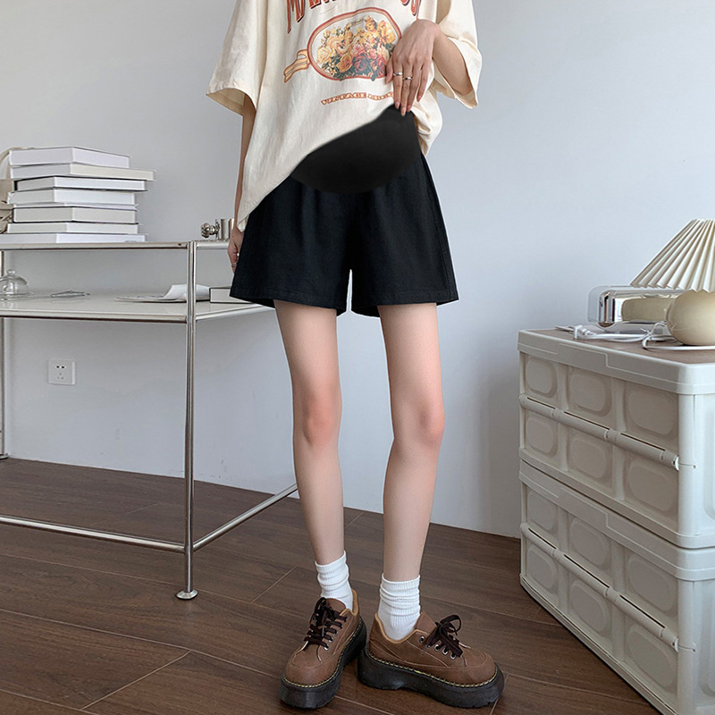 Picture of Maternity Pants, Ice Silk Cotton and Linen Shorts, Wide-Leg Pants, Loose Slimming Look A-Line Cargo Shorts, Casual Sports Outer Wear