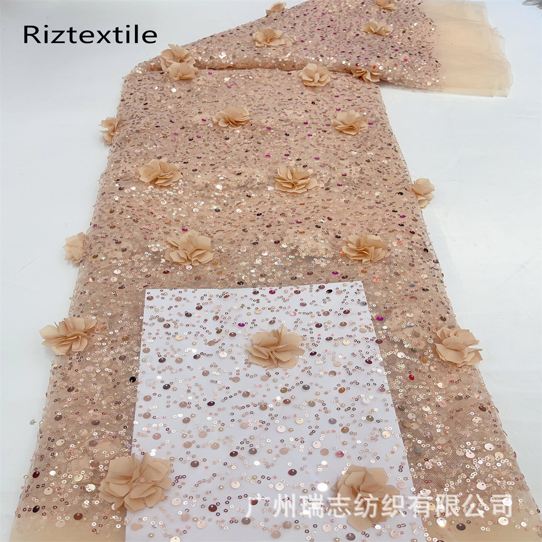 Factory in stock 37cm bubble beads plus three-dimensional mesh fabric fashion dress children's wear performance dress lace