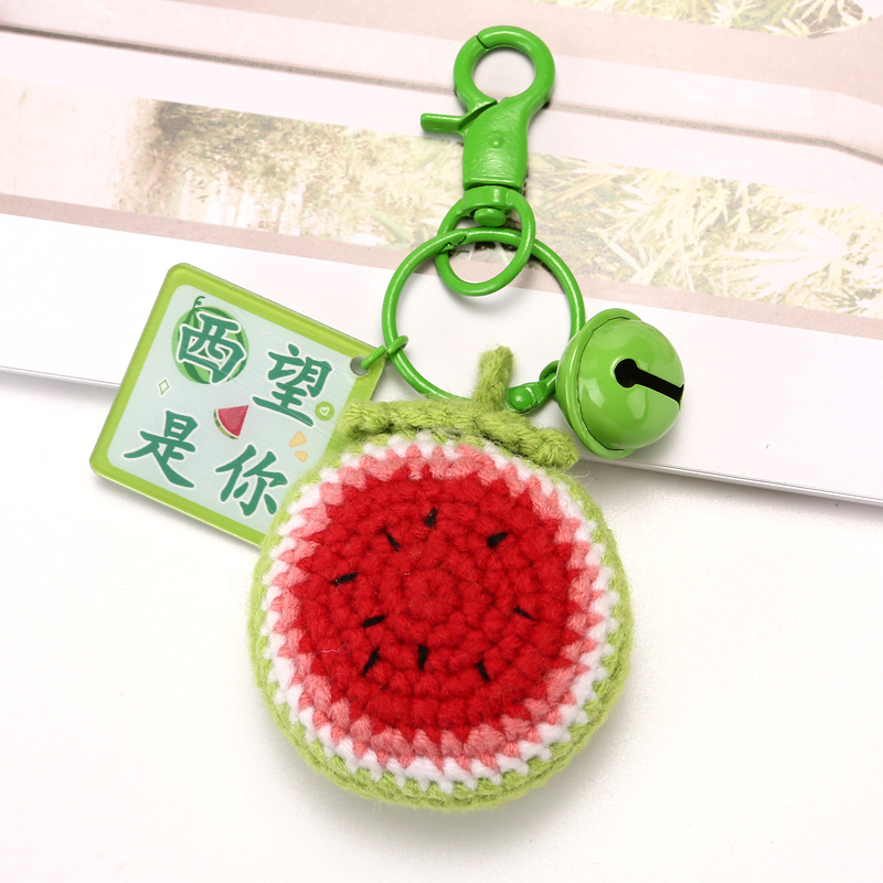 Picture of Wool knitted fruit keychain pendant avocado watermelon mango kiwi fruit hanging bag accessories gift