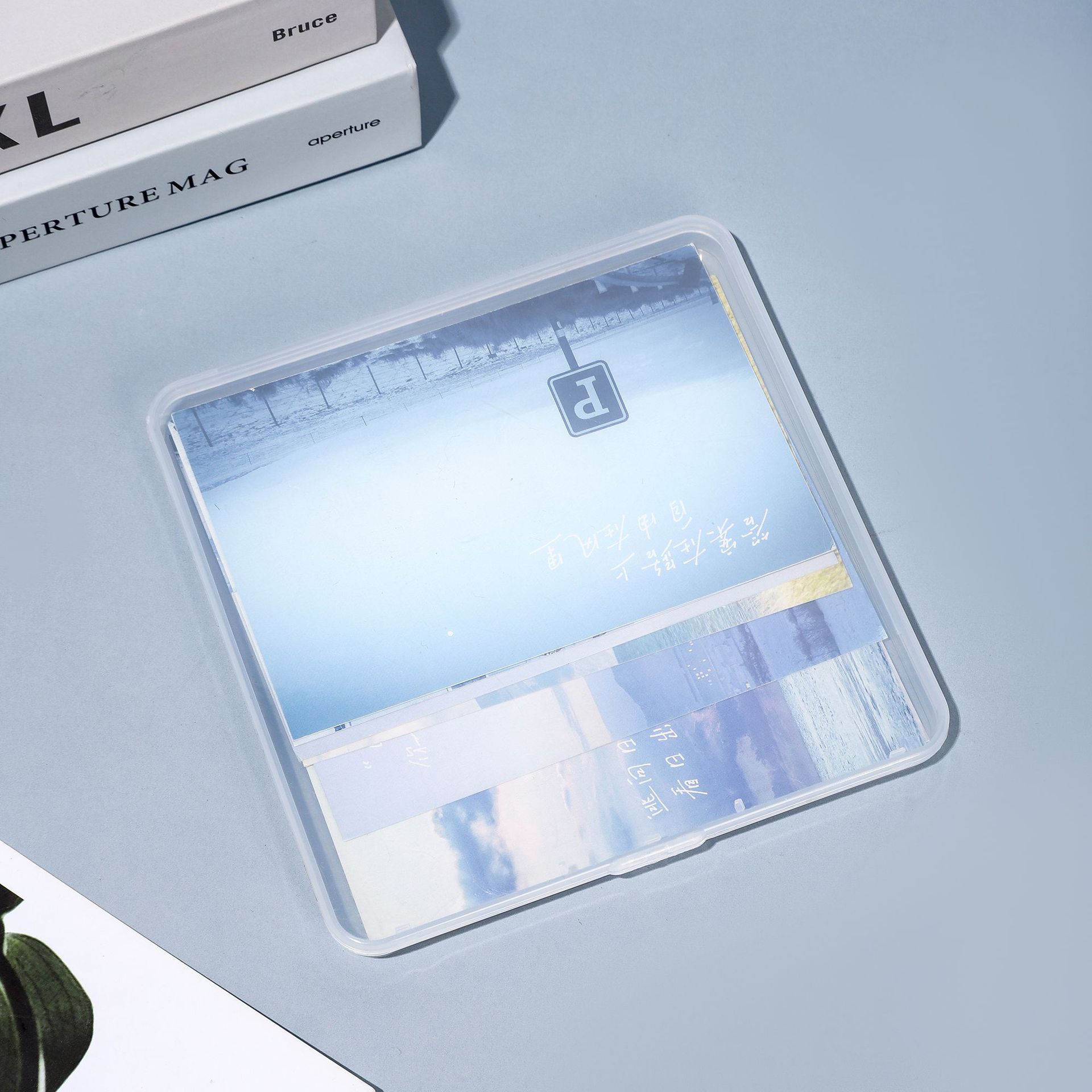 Transparent Large Square Plastic Flat Box Collection Box Jewelry Stationery Bill Display Box Stackable Plastic Box with Lid