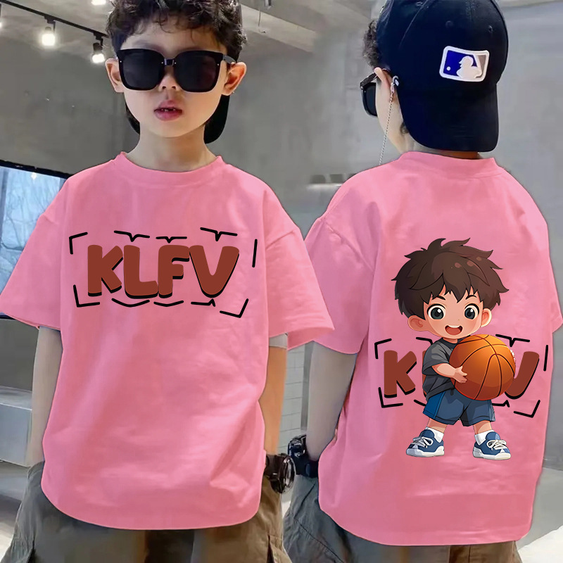Picture of Fried Street Foreign Style Children's Wear Boy's T-shirt Short Sleeve Summer Children's Middle and Big Boy's Top Half Sleeve Summer Fashionable Ins