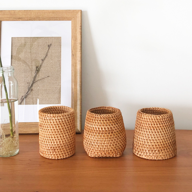 Picture of Rattan Pen Holder Tea Set Bamboo Tea Tongs Tea Spoon Tea Needle Pu'Er Tea Six-Piece Tea Ceremony Accessory Storage Box Rustic Style