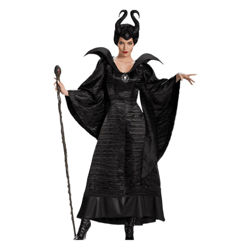 Halloween Costume Sleeping Spell Maleficent Black Witch Costume Adult Robe Devil Costume Cosplay Costume
