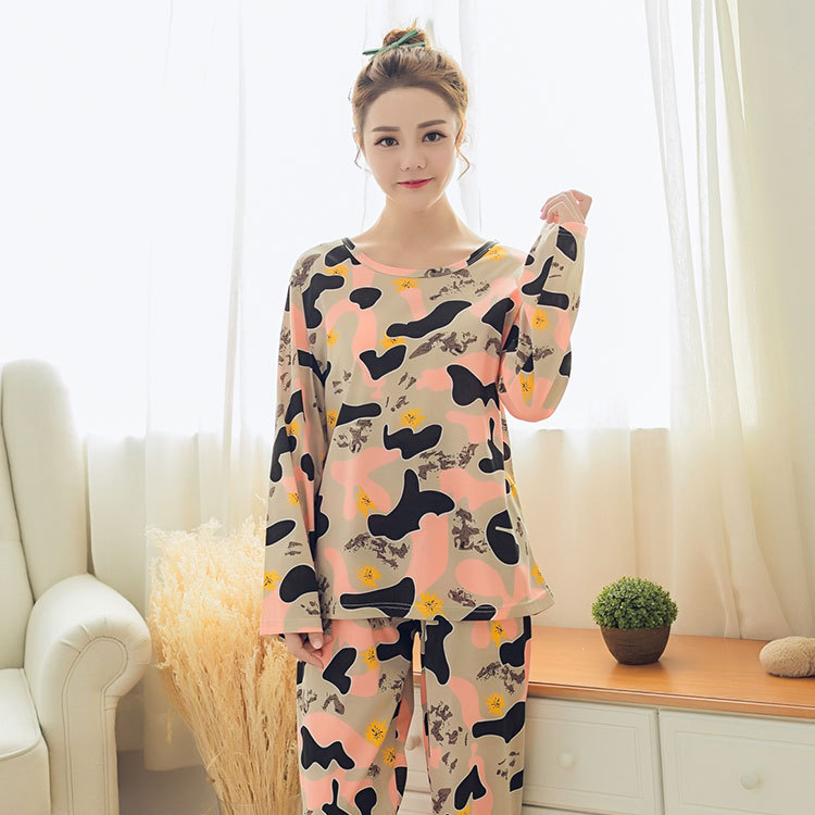 Picture of Wholesale spring and autumn winter pajamas women's thin long sleeve trousers cartoon cute wind small student home clothes suit