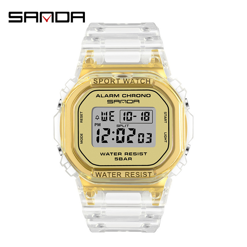 Picture of High-Quality, Popular Live-Streaming Item, Cross-Border Hit, Square Transparent Strap Electronic Watch, Multifunctional, Luminous, Waterproof