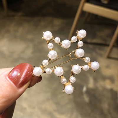 Picture of South Korea Dongdaemun Hair Clip Women's Pearl Series Bangs Clip Simple Simple Hair Clip Internet Popular Same Style Hair Clip Hair Accessories New