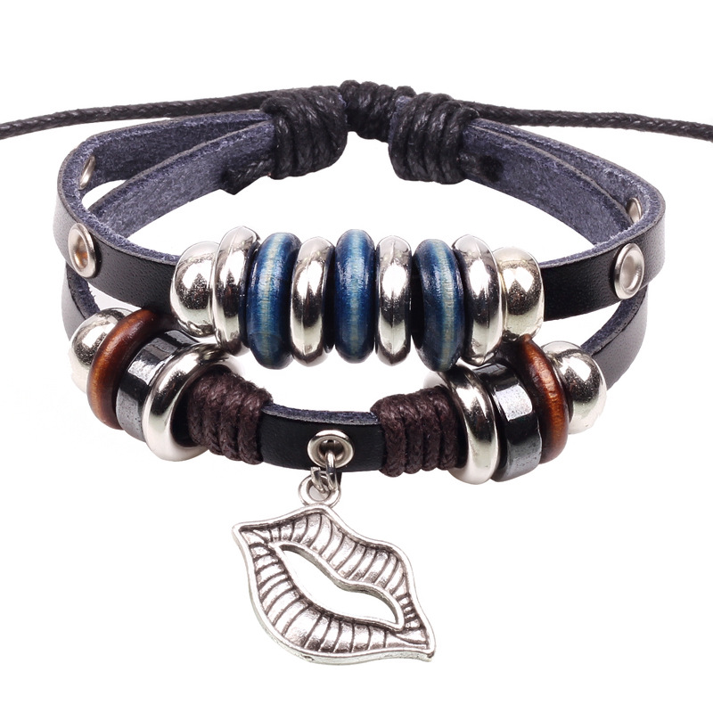 Metal Mouth Styling Fashion Bracelet Personalized Five-senses Metal Accessories Beaded Bracelet Cross-border European and American Exaggerated Bracelet
