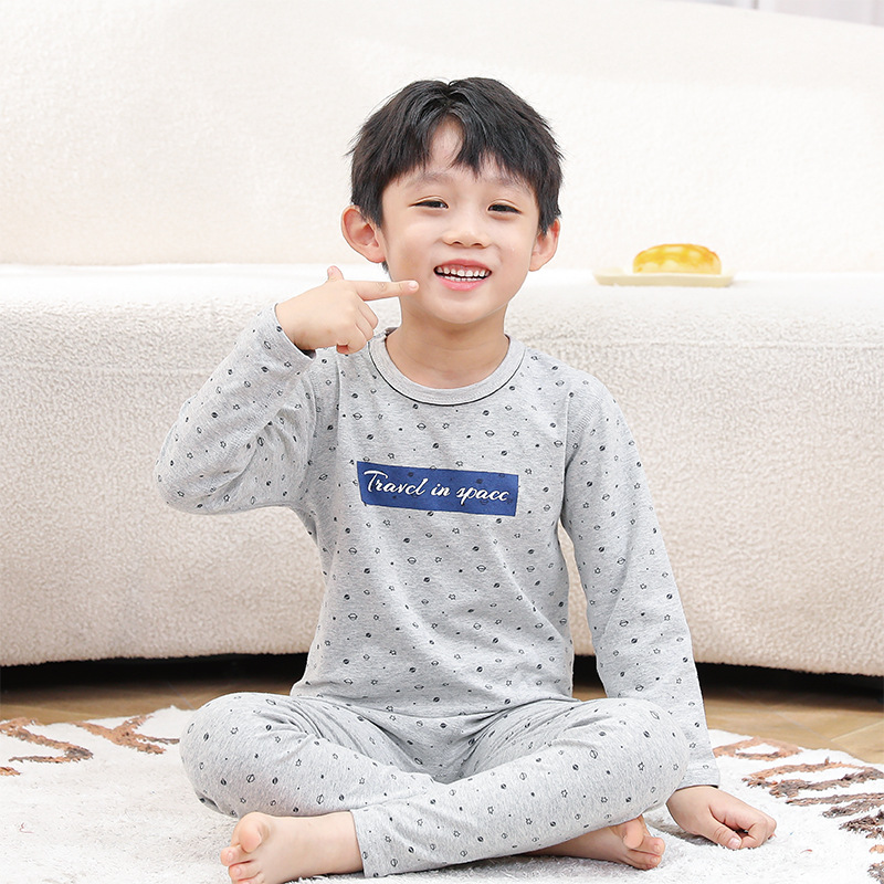 Children's Home Clothes Base Autumn Clothes Autumn Trousers Boys and Girls Pajamas Children's Autumn and Winter Leica Inner Warm suit