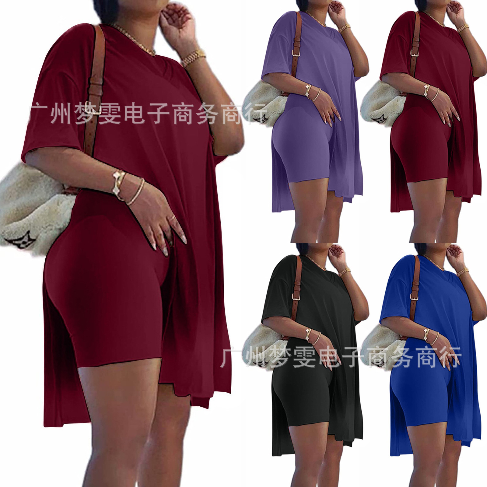 Classic explosions cross-border women's foreign trade solid color plus size suit all in stock 8 yards