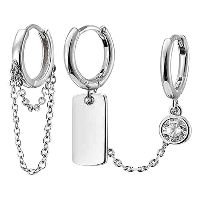 2023 Cool Fashion Retro Circle Chain Earrings Earrings Ins Cold Style Simple Hip-Hop Asymmetric Ears