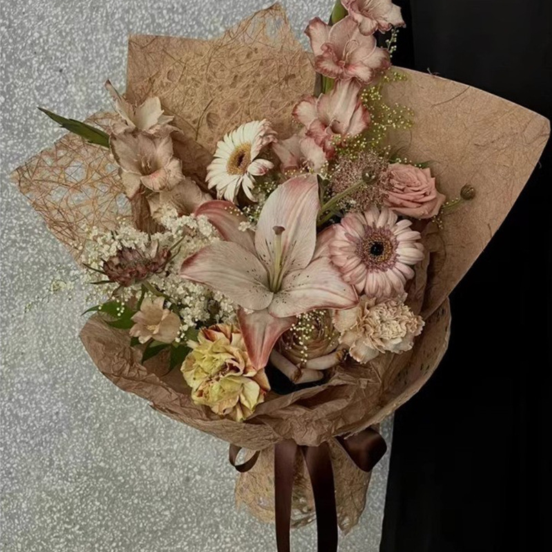Zhuo Fiber Hemp Caron Paper Hollow Art Paper Flower Wrapping Paper Flower Art Handmade Material Flower Wrapping Paper