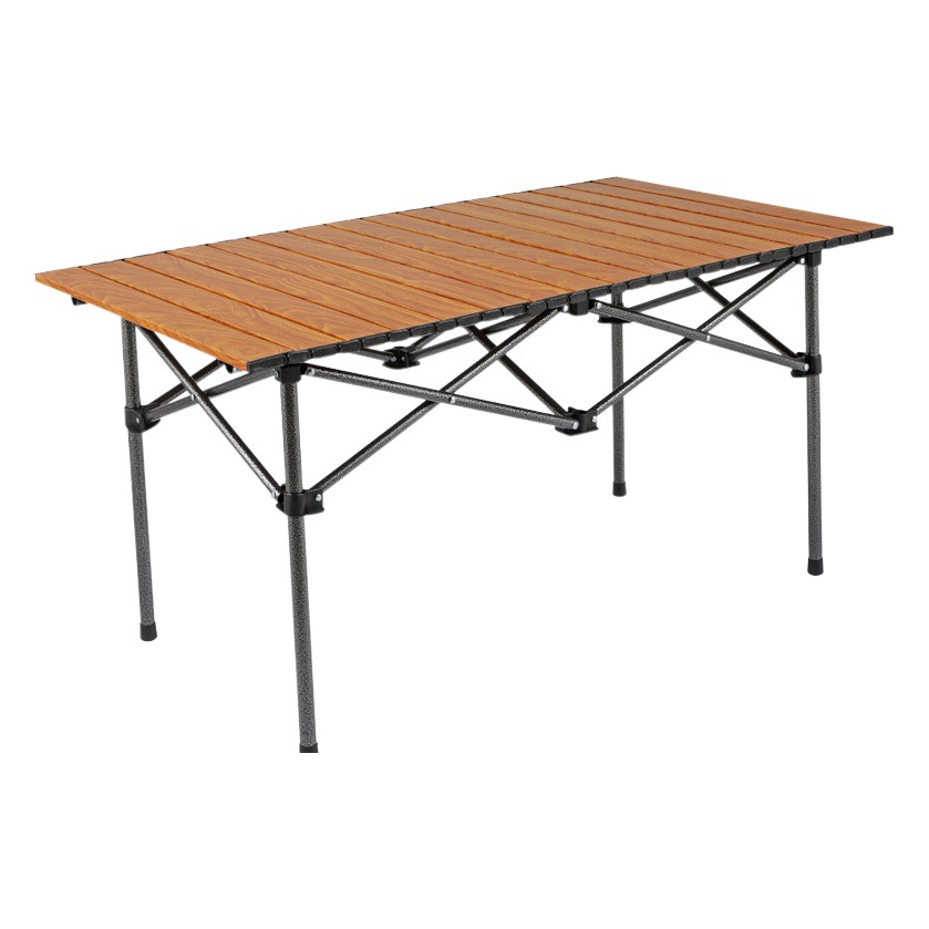 New Outdoor Folding Table and Chair Wood Grain Egg Roll Table Camping Table and Chair Set BBQ Car Portable Table