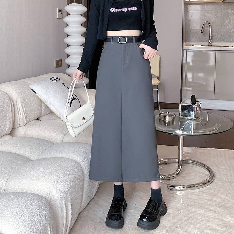 Suit Skirt Women's Mid-length High Waist Hip Skirt Autumn 2024 New A- line Skirt Straight Long Skirt Trendy