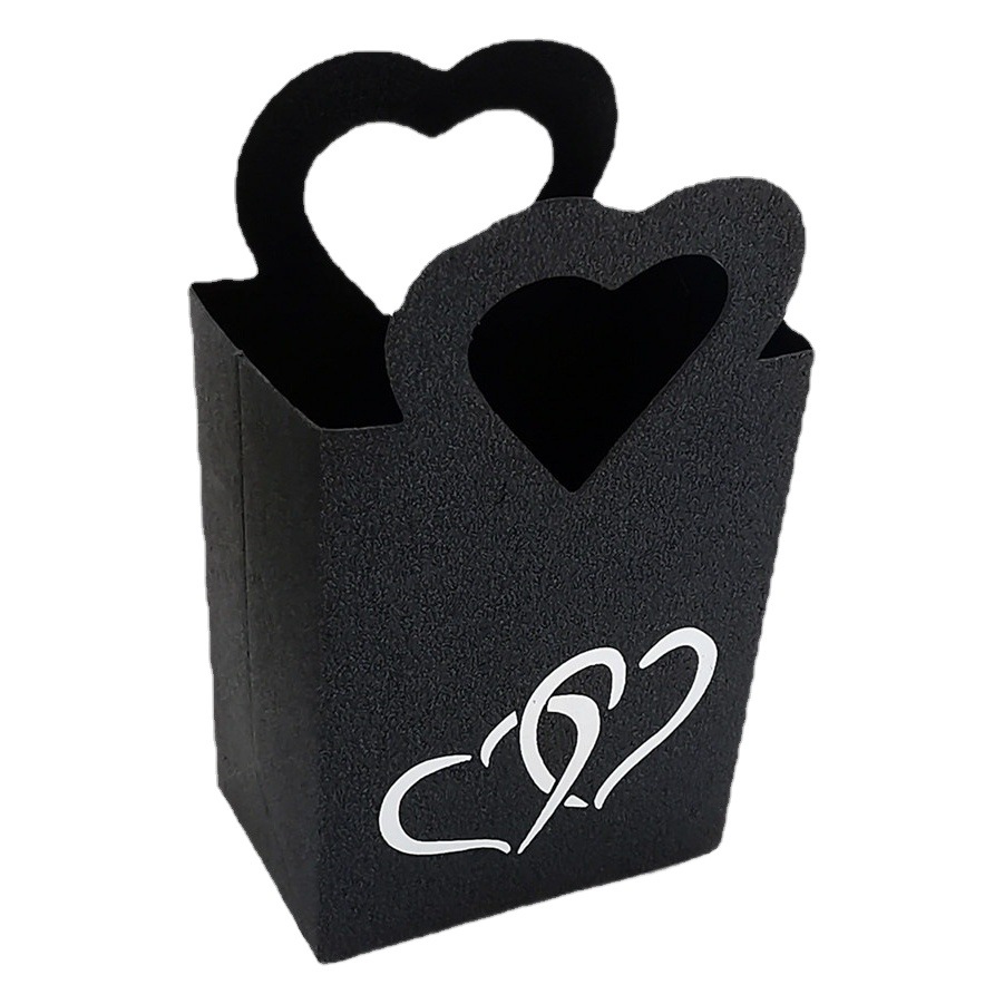 Picture of Mini Gift Box Handbag Small Pearlescent Paper Wedding Candy Box Hot Silver Love Gift Packaging Hand Carry Heart