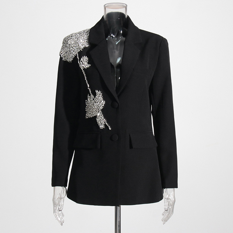 Picture of Designed Pure Color Small Suit 2025 Autum New Fashion Lapel Splicing Heavy Industry Decorative Flap Pocket Pants Splicing Jacket
