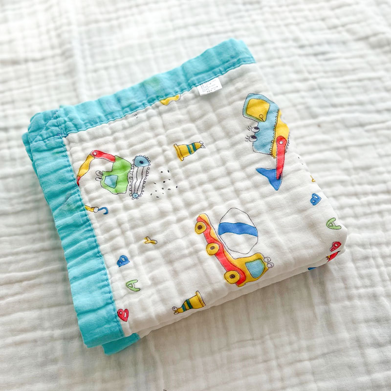 Picture of 6 layers of cotton gauze newborn wrapping towel bath towel wholesale printed wide side kindergarten children's blanket soft bath towel