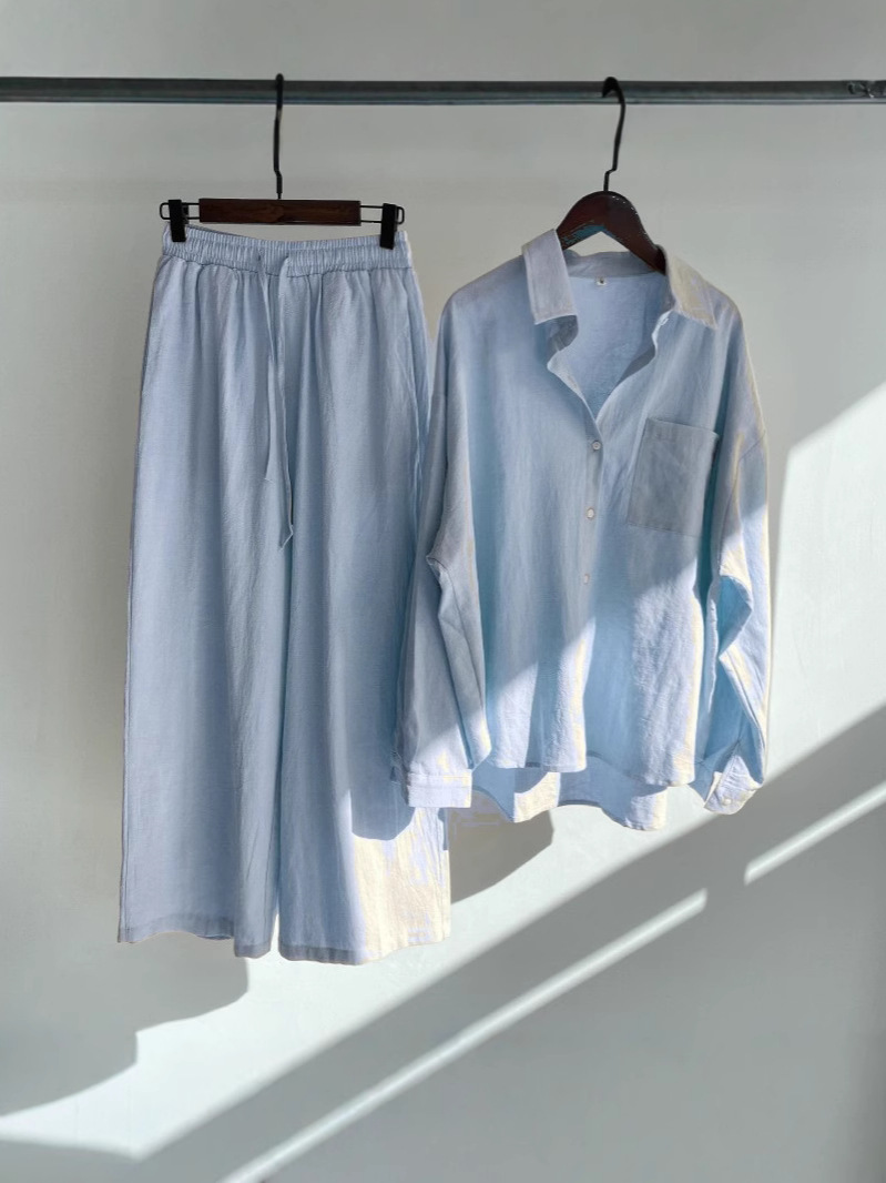 Picture of AliExpress cross-border plus size women's clothing 2025 spring retro temperament high waist loose pants commuter shirt suit women