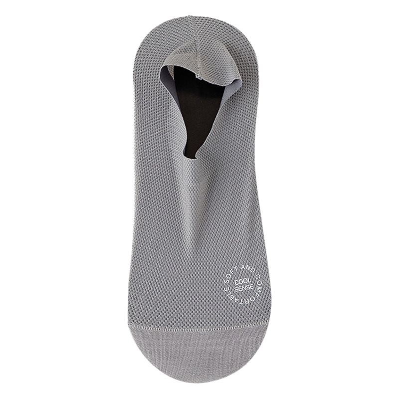 Socks Men's Summer Invisible Ice Silk Socks Mesh Breathable Pure Cotton Bottom Sweat-Absorbing Odor-Resistant Non-Slip-Resistant Boat Socks