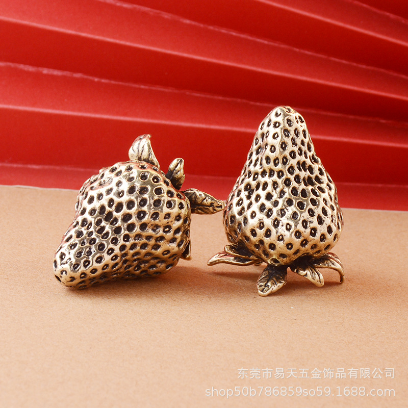 Picture of Pure Brass distressed strawberry decoration creative home office desktop strawberry decoration brass crafts stall wholesale