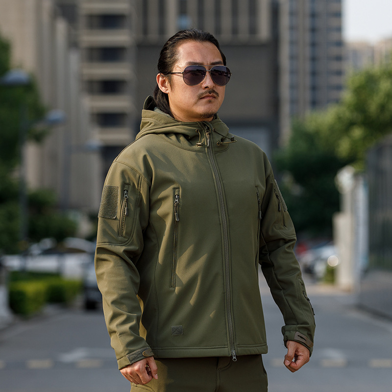 Picture of Shark skin soft shell assault clothing camouflage jacket fleece padded tactical clothing hooded jacket manufacturers in stock