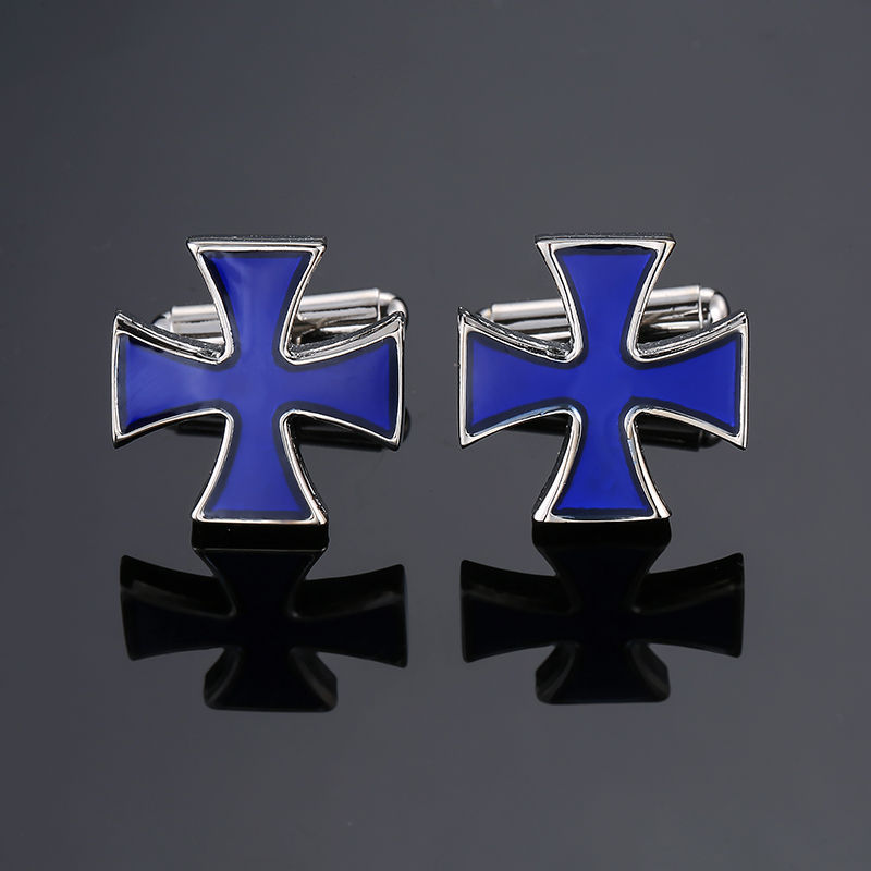 Picture of Glamour Jewelry Men's French Shirt Cufflinks Wholesale Blue Series Enamel Crystal Vintage Pattern Cufflinks