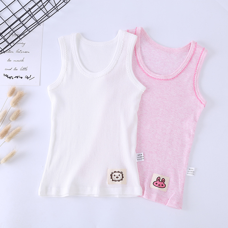 Picture of Summer children's cotton vest boys and girls baby base shirt thin elastic home clothes 100 cotton pajamas factory wholesale