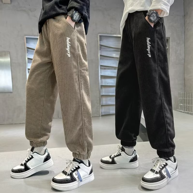 Picture of Boys' Pants Spring and Autumn 2023 New Children's Sports Trousers Big Boys One-piece Velvet fleece-lined Casual