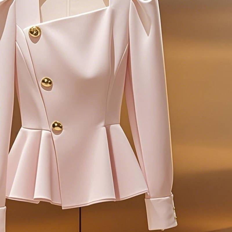 Picture of French Style Small Fragrant Style Waist-Cinching Long-Sleeved Shirt New Age-Reducing Korean Style Square Collar Shirt Top for Women