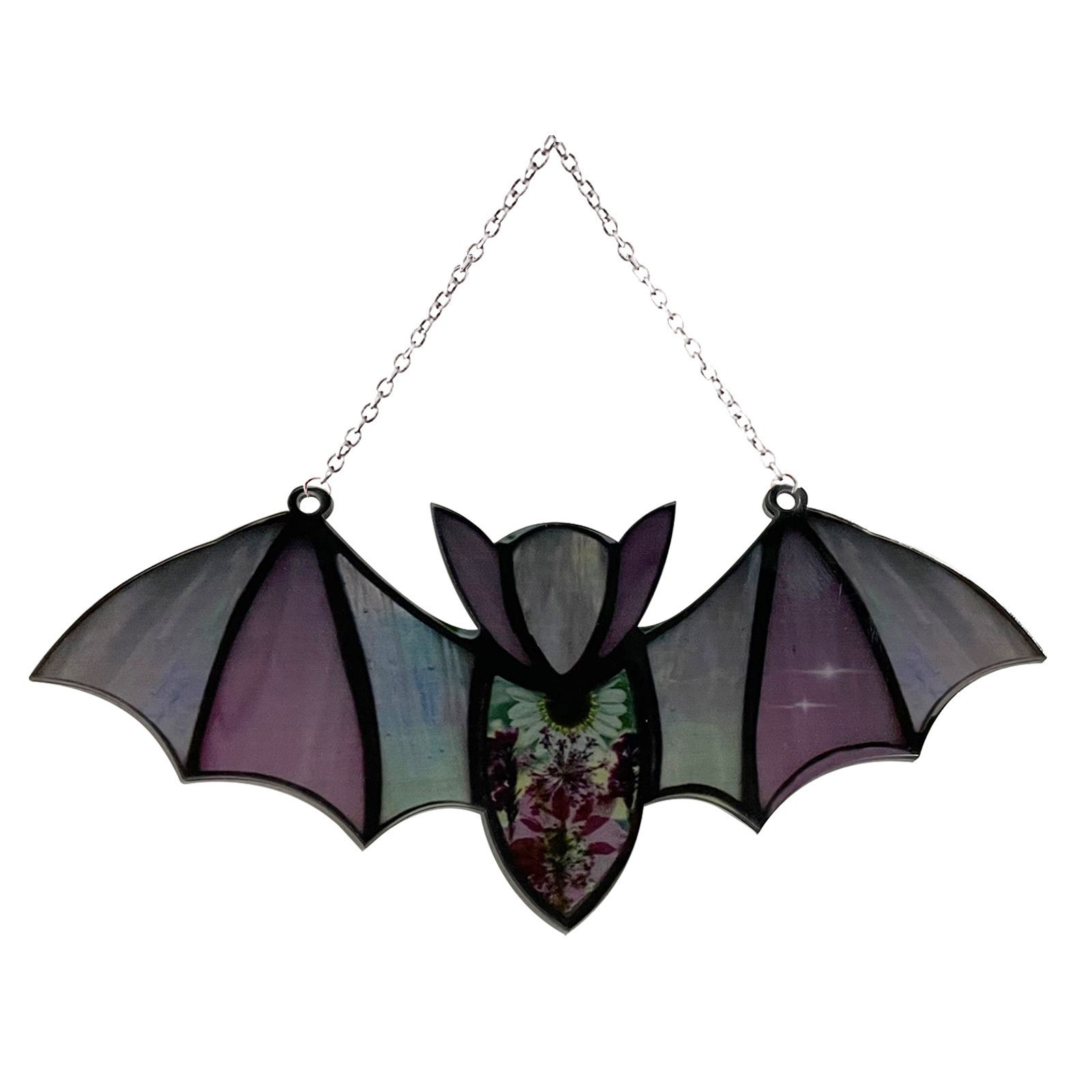 Picture of Halloween Decoration Hanging Acrylic Bat Window Wall Pendant Halloween Home Decoration Colorful Bat