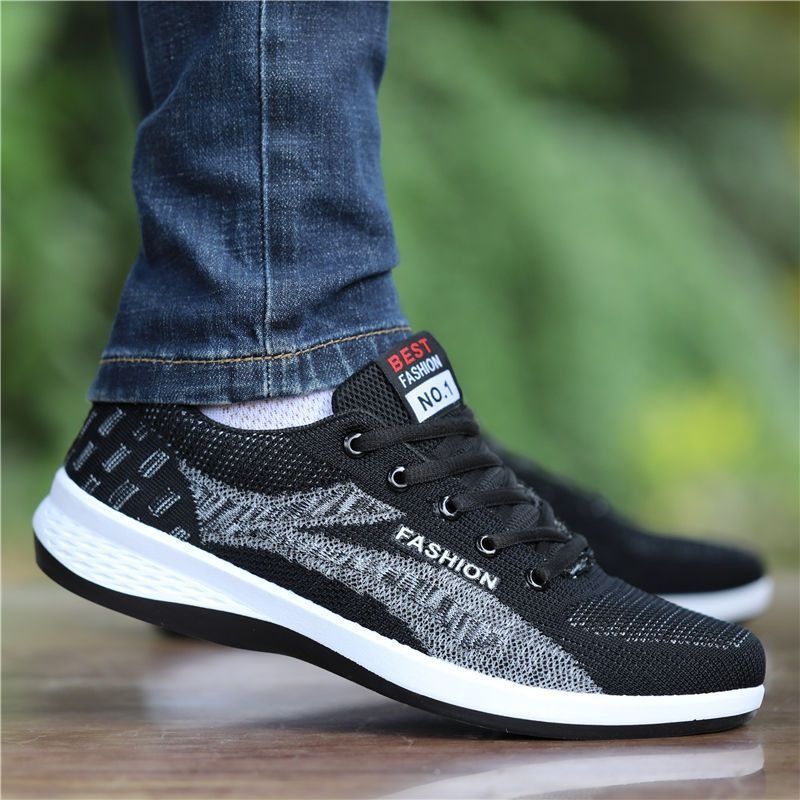 Flying Mesh Men's Shoes New 2025 Breathable Athleisure Shoes Men's Korean Version Trendy Versatile Men's Running Shoes