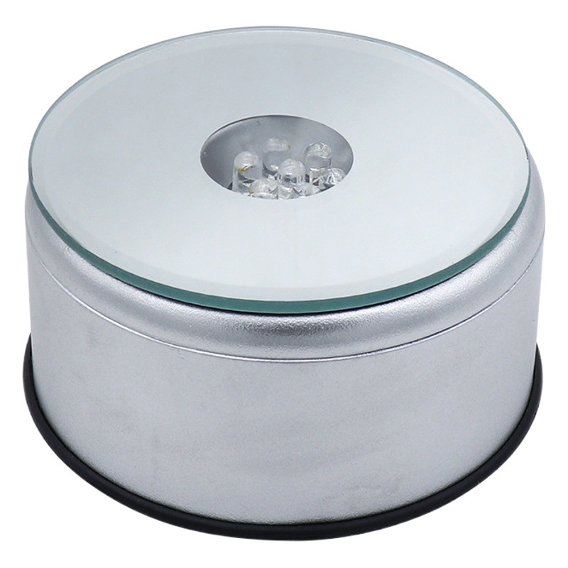 Crystal Led Lamp Holder Colorful Rotating Base Luminous Display Crystal Ornaments Handicraft Lamp Holder 3D Engraving