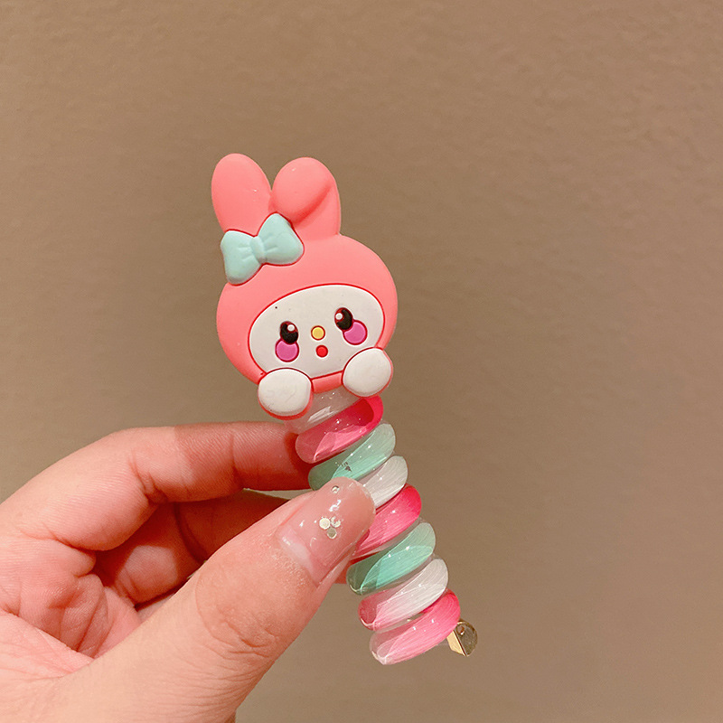 Picture of Children's coil telephone line hair band female high ponytail does not hurt hair hair rope high elastic durable rubber band Braid artifact