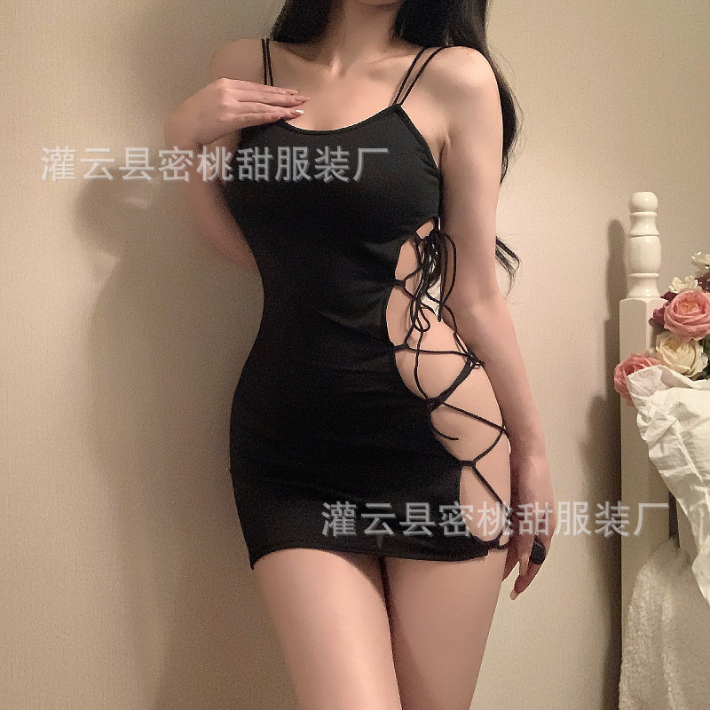 Sexy underwear pure desire wind open back package hip pajamas sexy side straps suspenders skirt a generation of hair