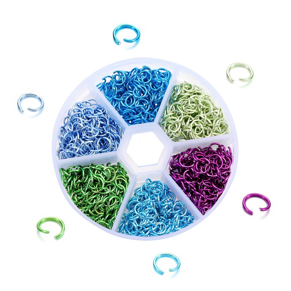 Picture of DIY jewelry accessories jump ring connecting ring open ring 6mm six grid boxed color aluminum ring earrings Accessories Wholesale