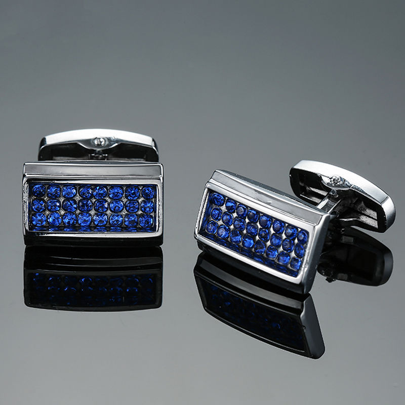 Picture of Glamour Jewelry Men's French Shirt Cufflinks Wholesale Blue Series Enamel Crystal Vintage Pattern Cufflinks
