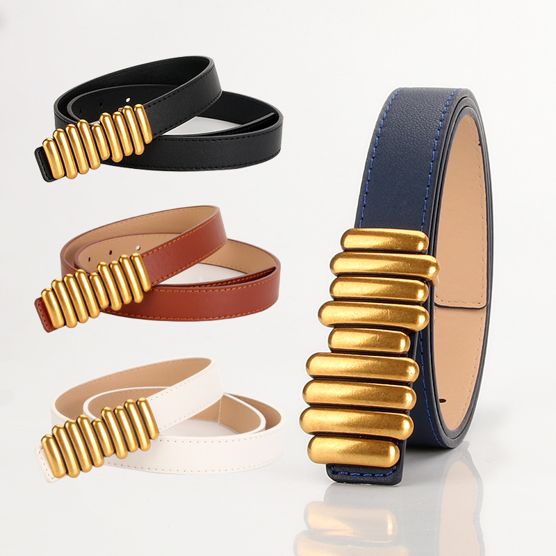 Fashion Trend Belt Women's Decorative Matching Pants Skirt Fashion All-match Korean Style PU New Button Belt