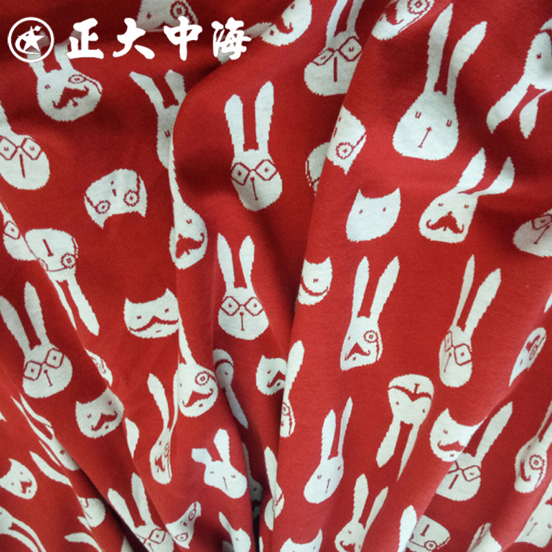 Spot 2023 New Year's Zodiac Rabbit Chinese Style Jacquard Fabric Autumn and Winter Children's Wear Kid's Wear Tops Clothing Fabric