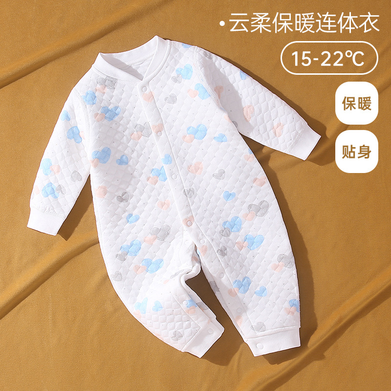 Picture of Baby Padded Cotton Jumpsuit Spring and Autumn Style Warm Winter Unisex Baby Sleepwear Romper Outfit National Trend
