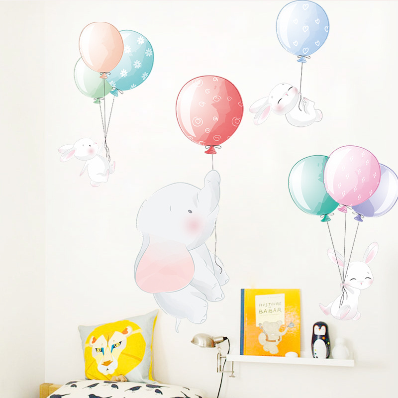 Fan Xi New Cartoon Balloon Elephant Wall Stickers Children's Baby Room Layout Decoration Self-adhesive Stickers FX-D42