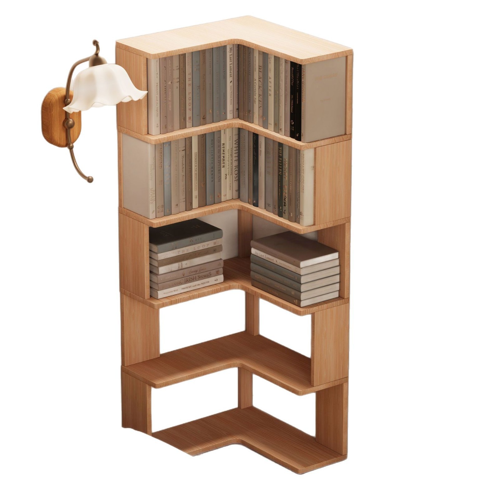 Picture of Solid wood corner bookcase, storage rack, floor-to-ceiling living room, corner bookshelf storage cabinet, integrated display cabinet