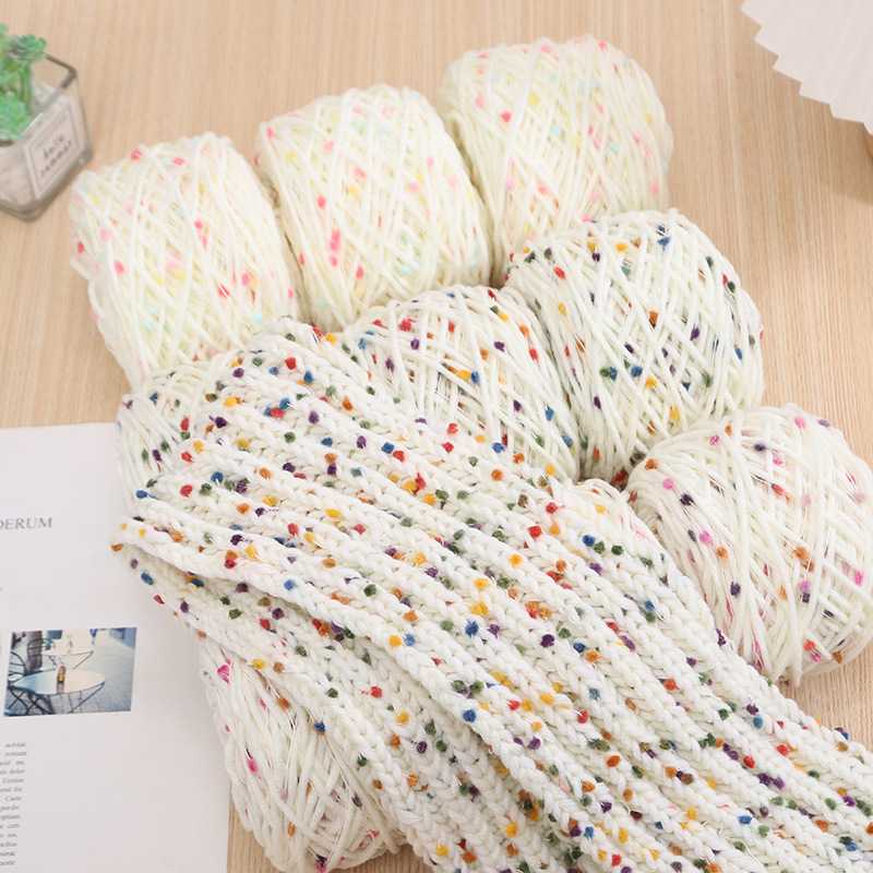 Rainbow Sugar Bean line scarf line hand-woven net red hand mixed scarf material package color gradient wool wholesale