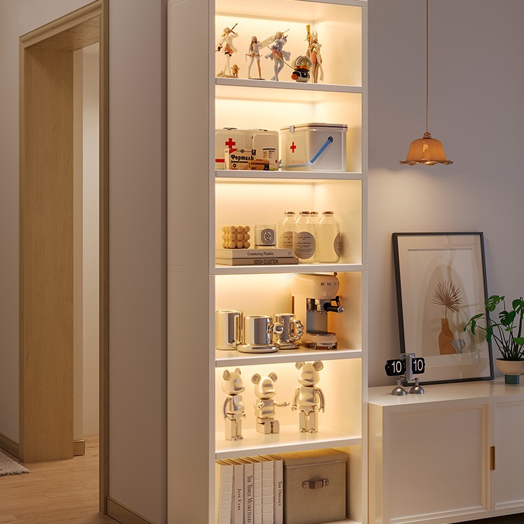 Tv Cabinet Side Storage Rack Household Bookshelf Simple Floor-Standing Storage Aisle Cabinet Living Room Multi-Layer Corner Bookcase