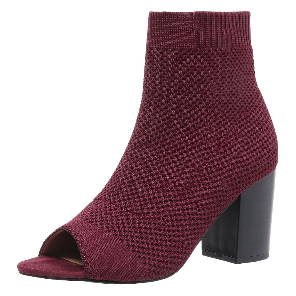 Jedi's New European and American Spot Fish Mouth Fashion Export Large Size High-Heeled Women's Shoes Knitted Slip-On Women's Sandals