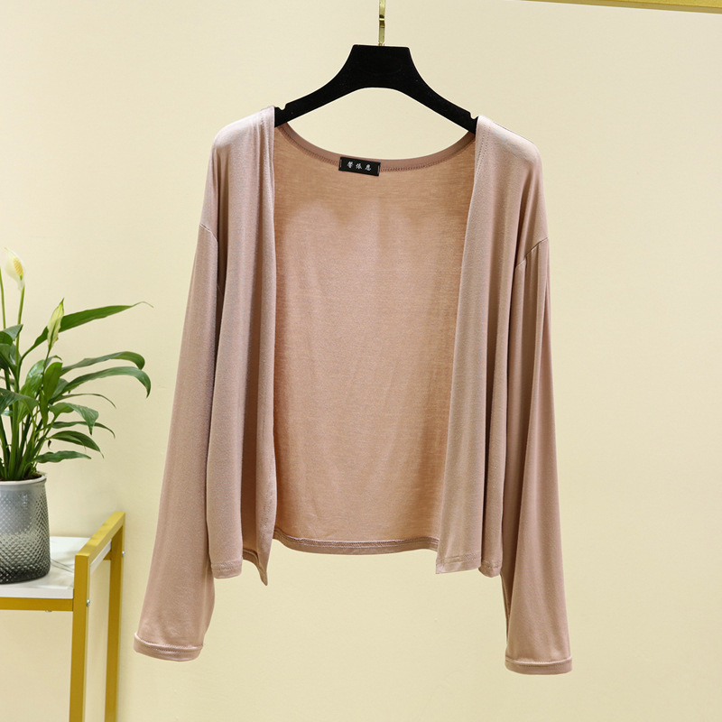 Picture of Modal sunscreen cardigan women's summer thin long-sleeved outerwear knitwear jacket loose casual waistcoat Spring