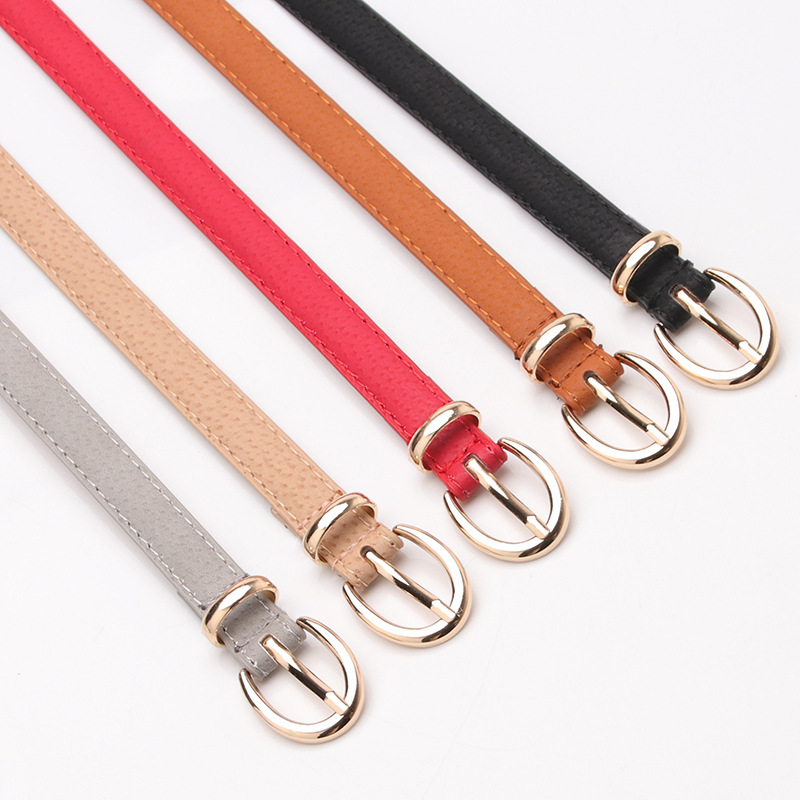 Women's Thin Belt Versatile Fashion Belt Women's 1.4 Wide Imitation Pigskin Decorative Trouser Belt Black Student Belt Wholesale