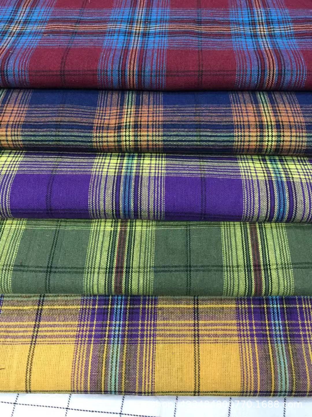 Yarn Weave Woven Colorful Plaid Cloth Bamboo Shirt Fabric Women's Fashion Fabric Spot Supply