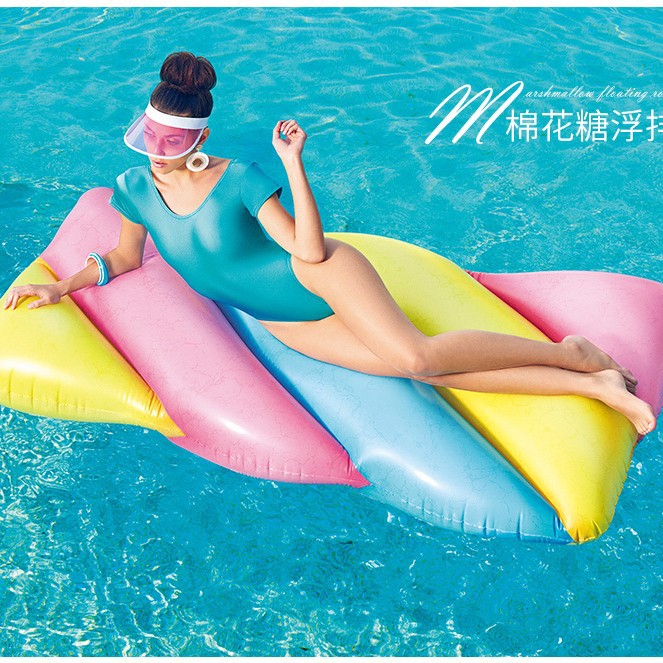Picture of Cross-border spot 43187 candy color cotton candy adult water inflatable floating island clouds rainbow floating bed floating row