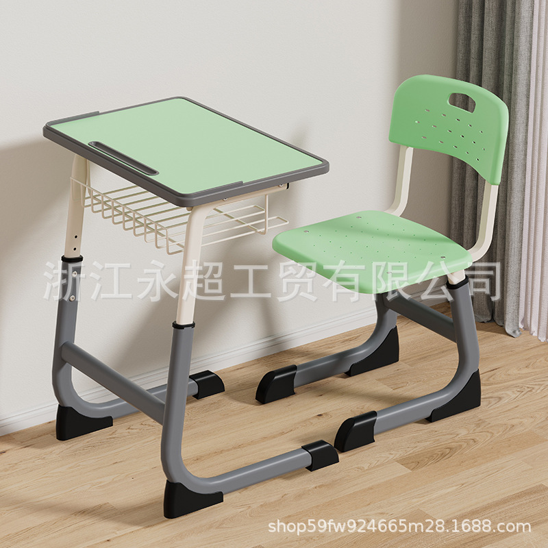 Picture of Cross-border Bidding Primary and Secondary School Students' Desks and Chairs School Tutoring Class Writing Desk Lifting Children's Learning Desk suit Wholesale