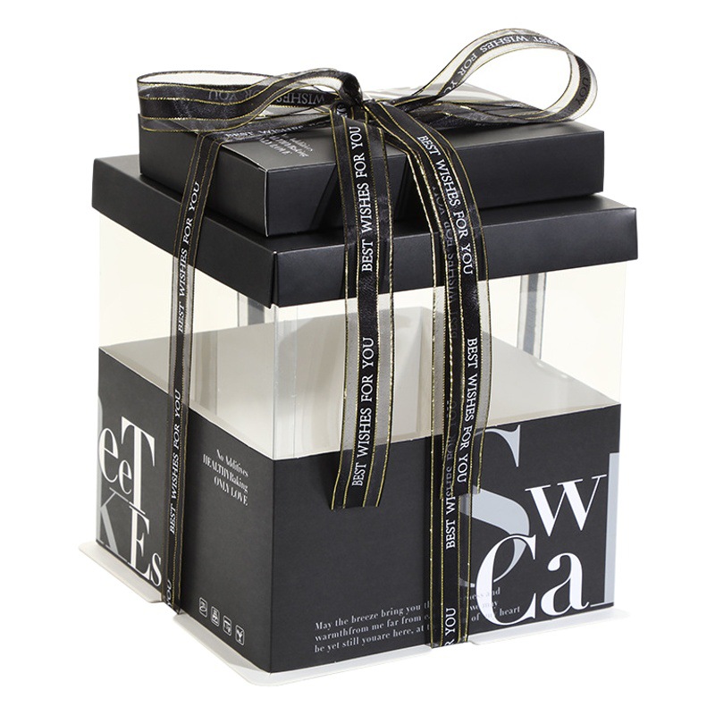 Factory supply new transparent cake box Double Layer 6 inch 8 inch 10 inch birthday cake box packing box packing box